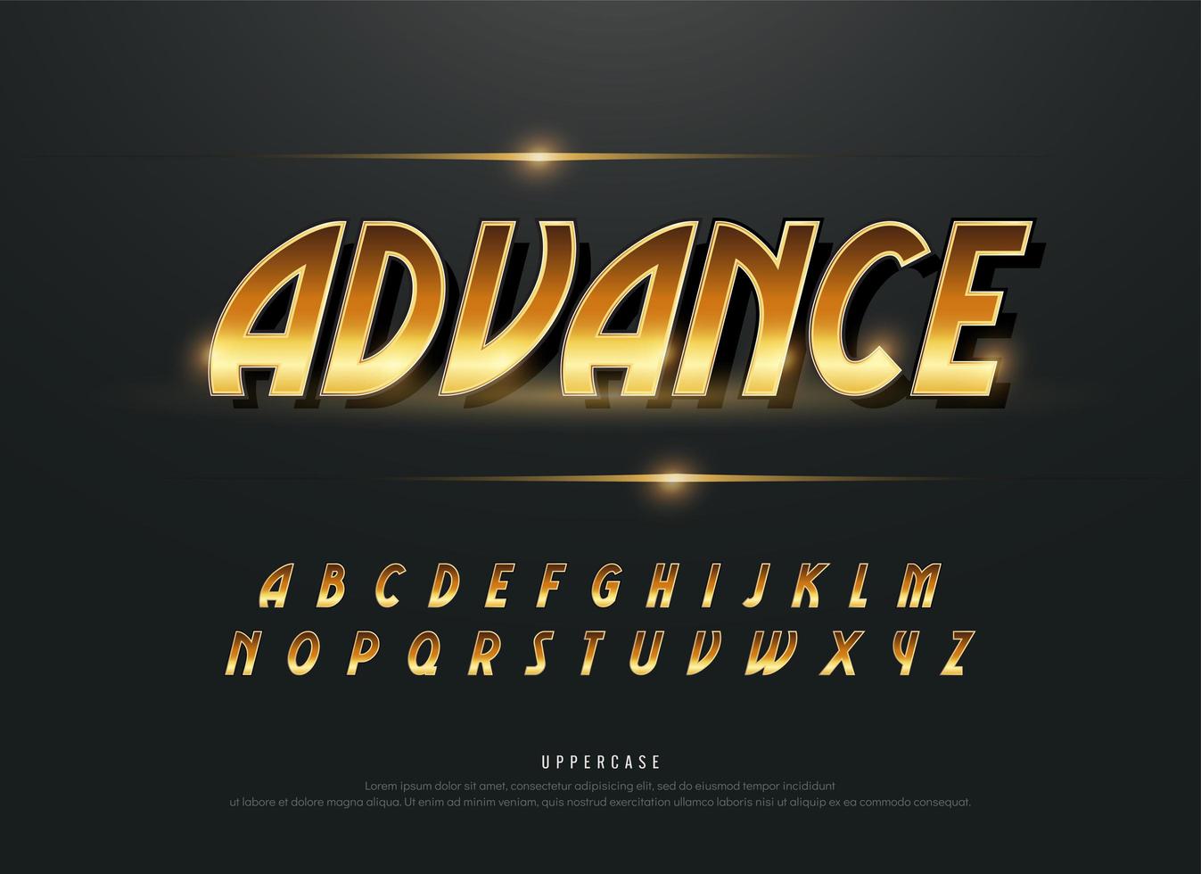 Alphabet retro modern gold metallic alphabet set vector