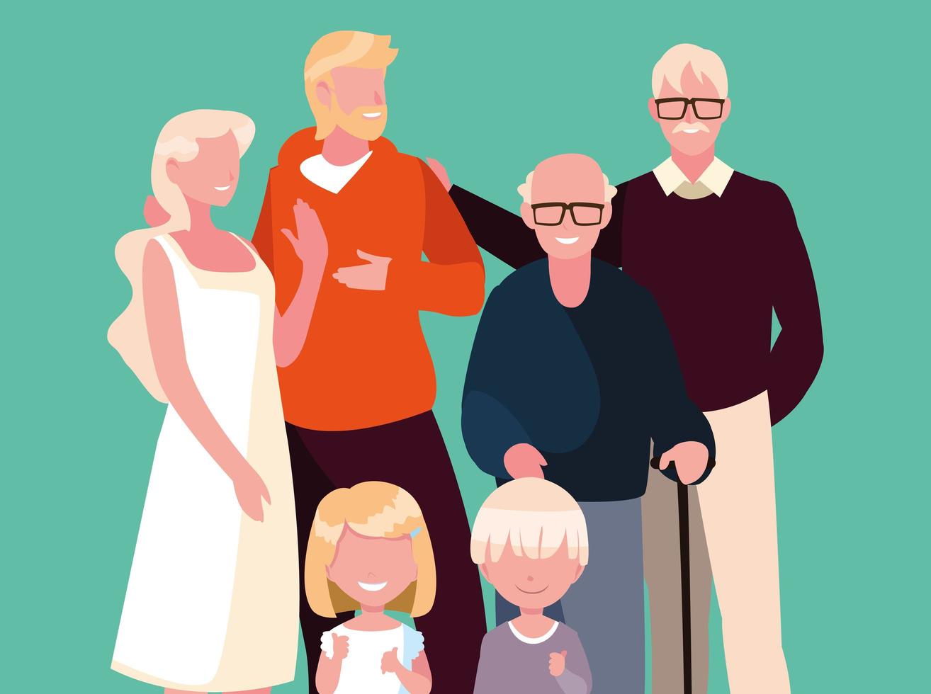 lindo personaje de avatar de miembros de la familia vector