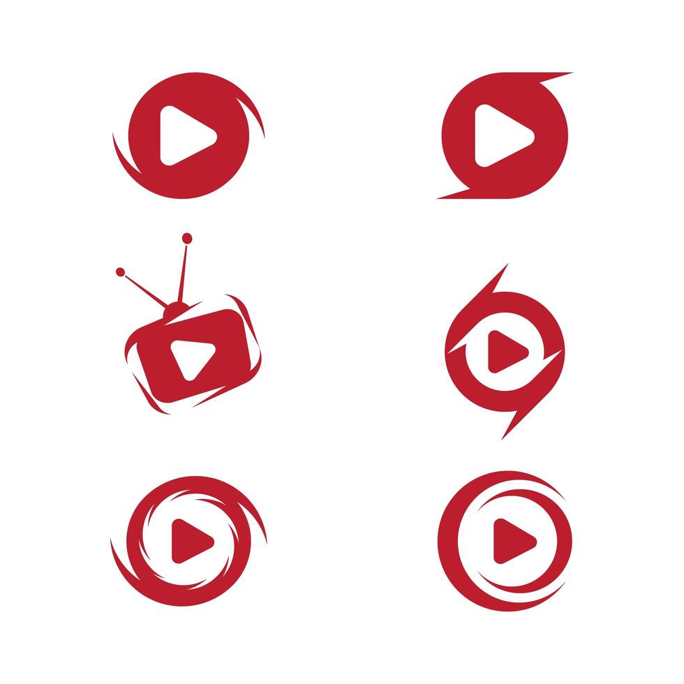 Play buttons movie icon logo set vector