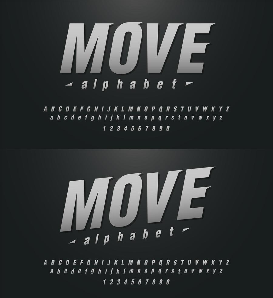 Modern sleek sport alphabet and number fonts  vector