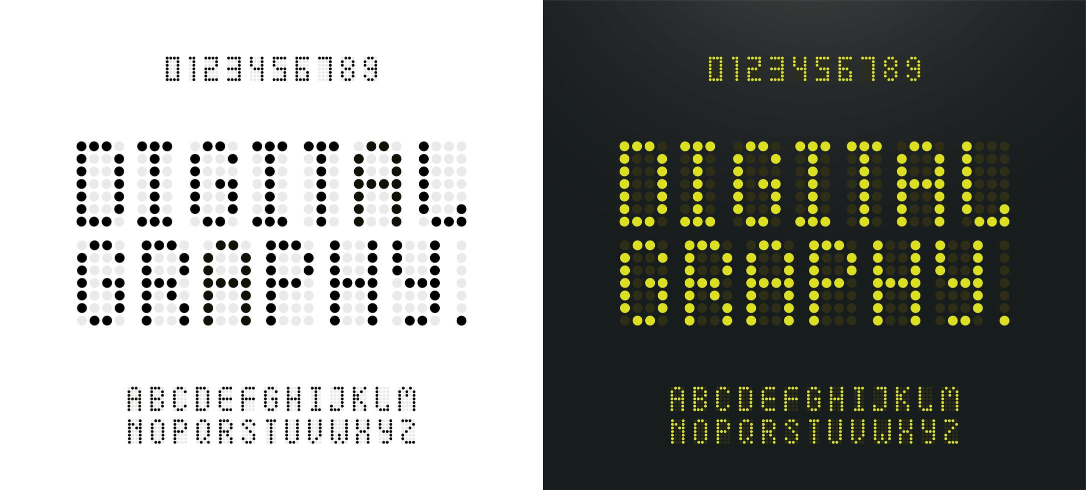 LED yellow digital green alphabet and numbers  vector