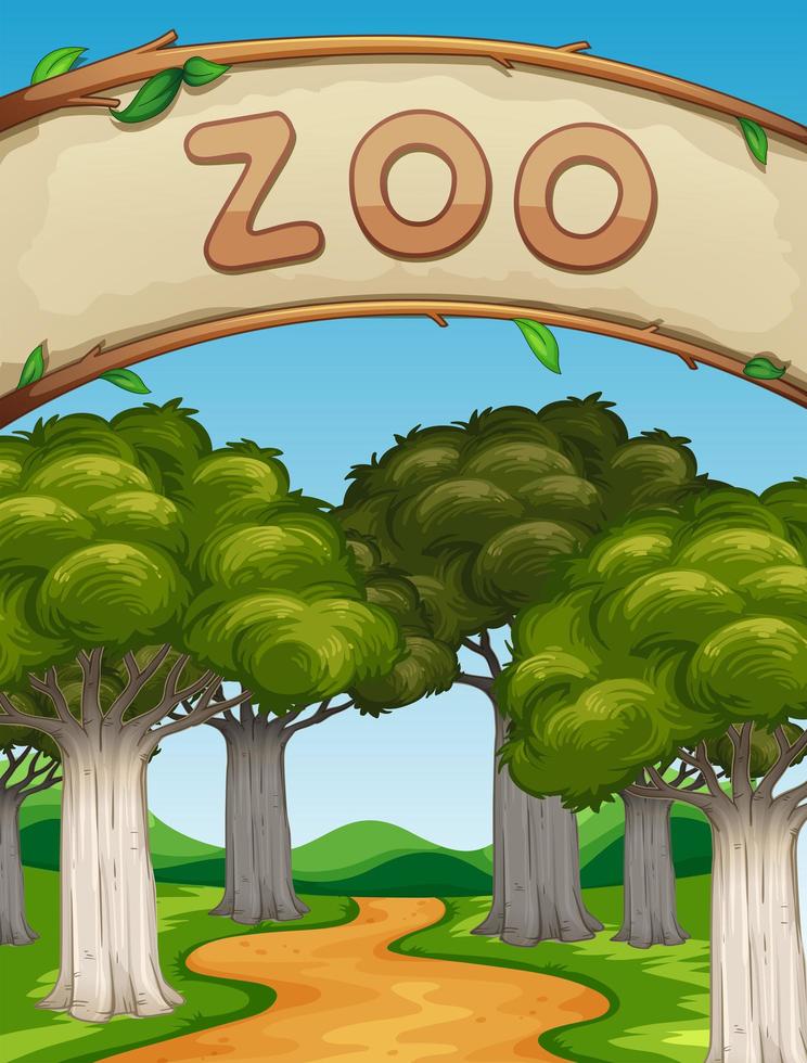 Scene with zoo and trees vector