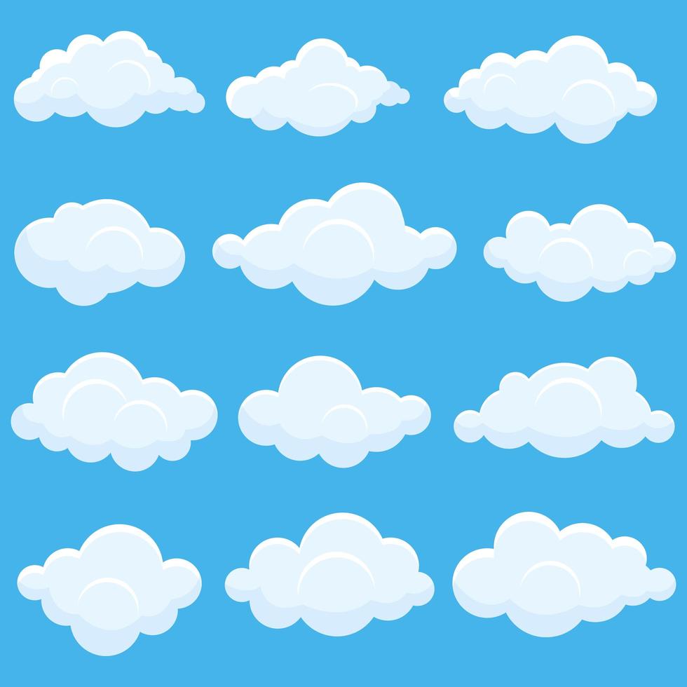 conjunto de nubes blancas vector