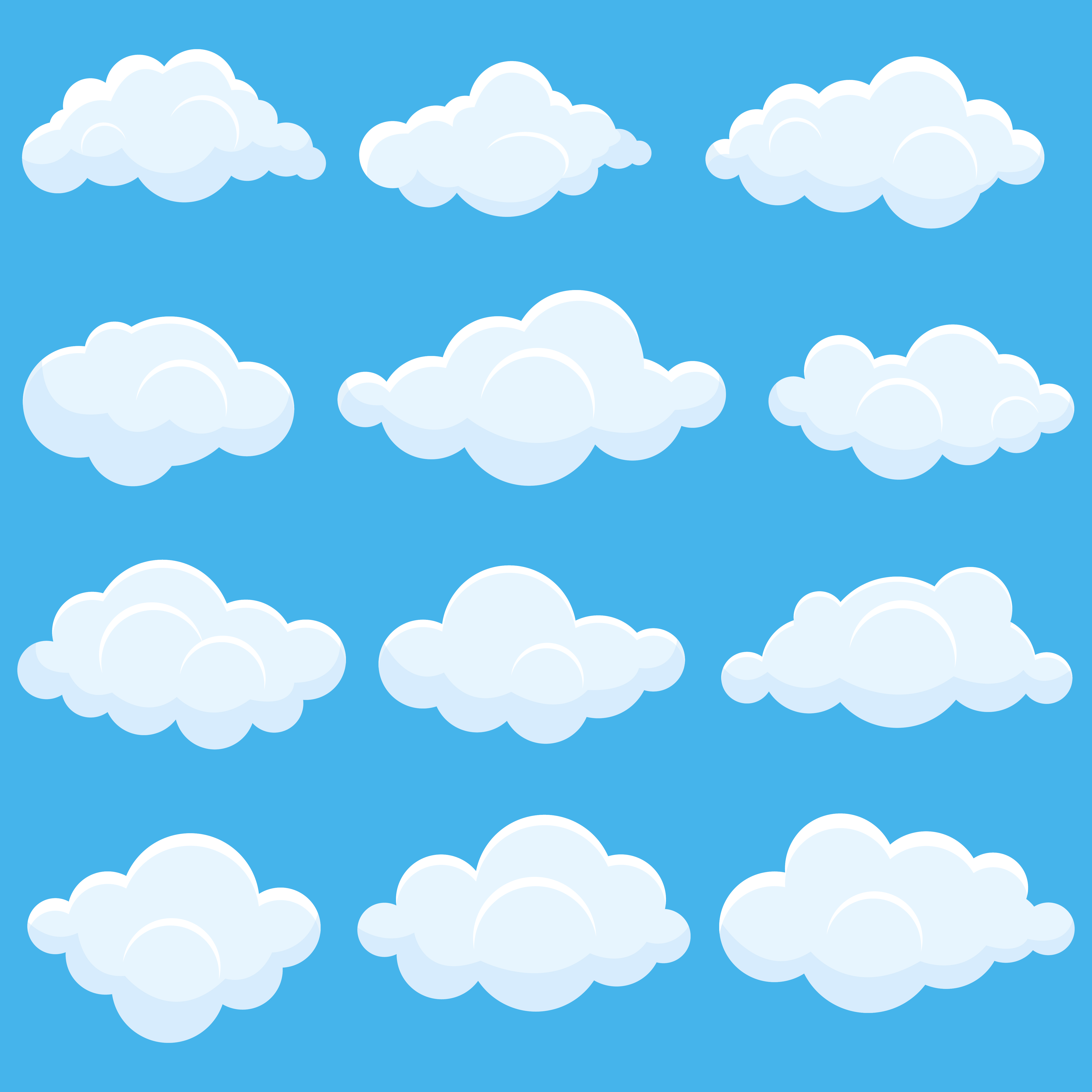 Set of white clouds  Download Free  Vectors  Clipart 