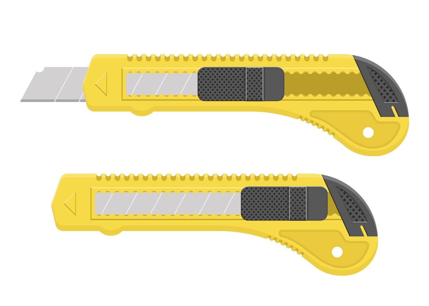 Conjunto de cuchillas de corte amarillo aislado vector
