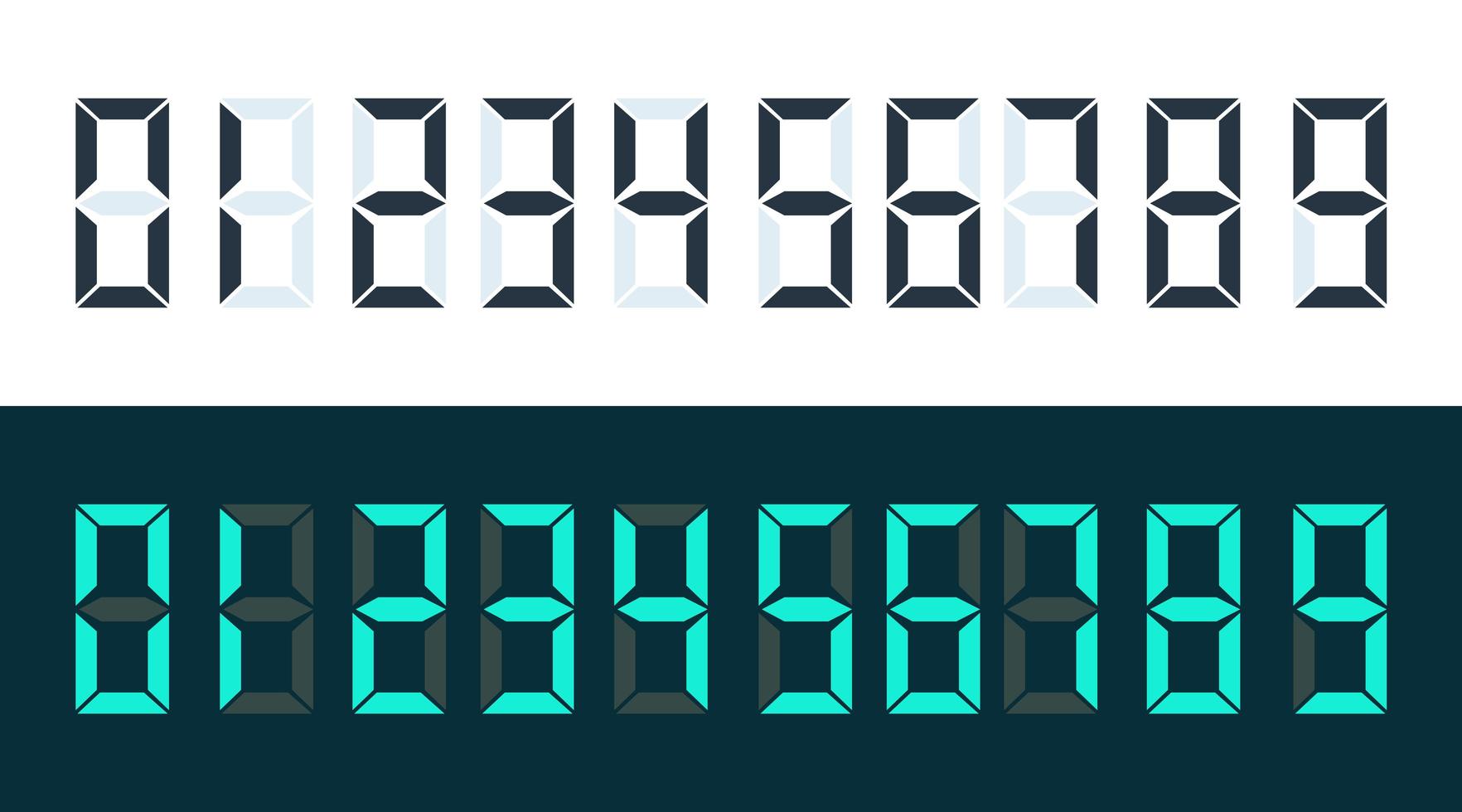 Set of digital numbers vector