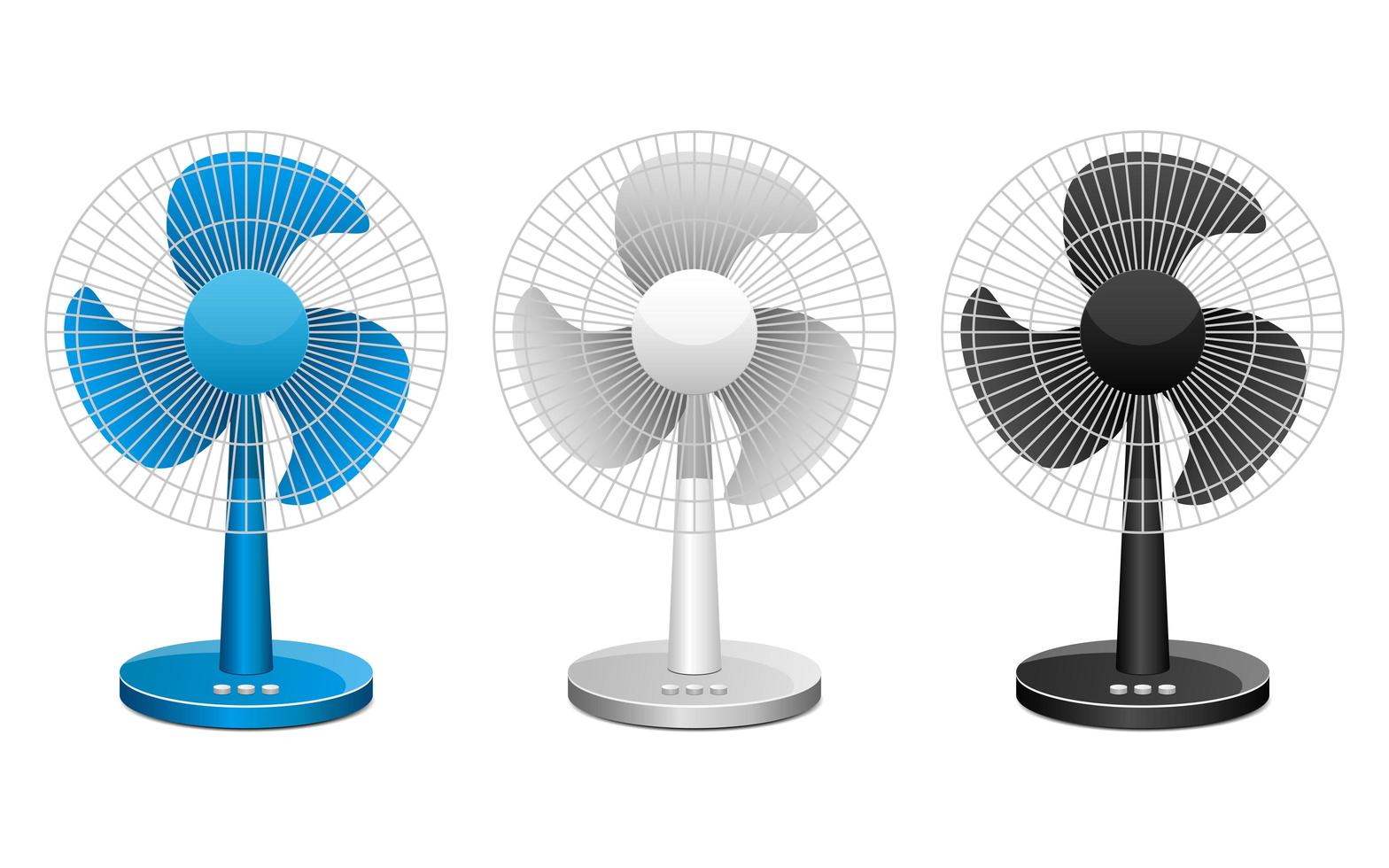 Electric fan set isolated  vector