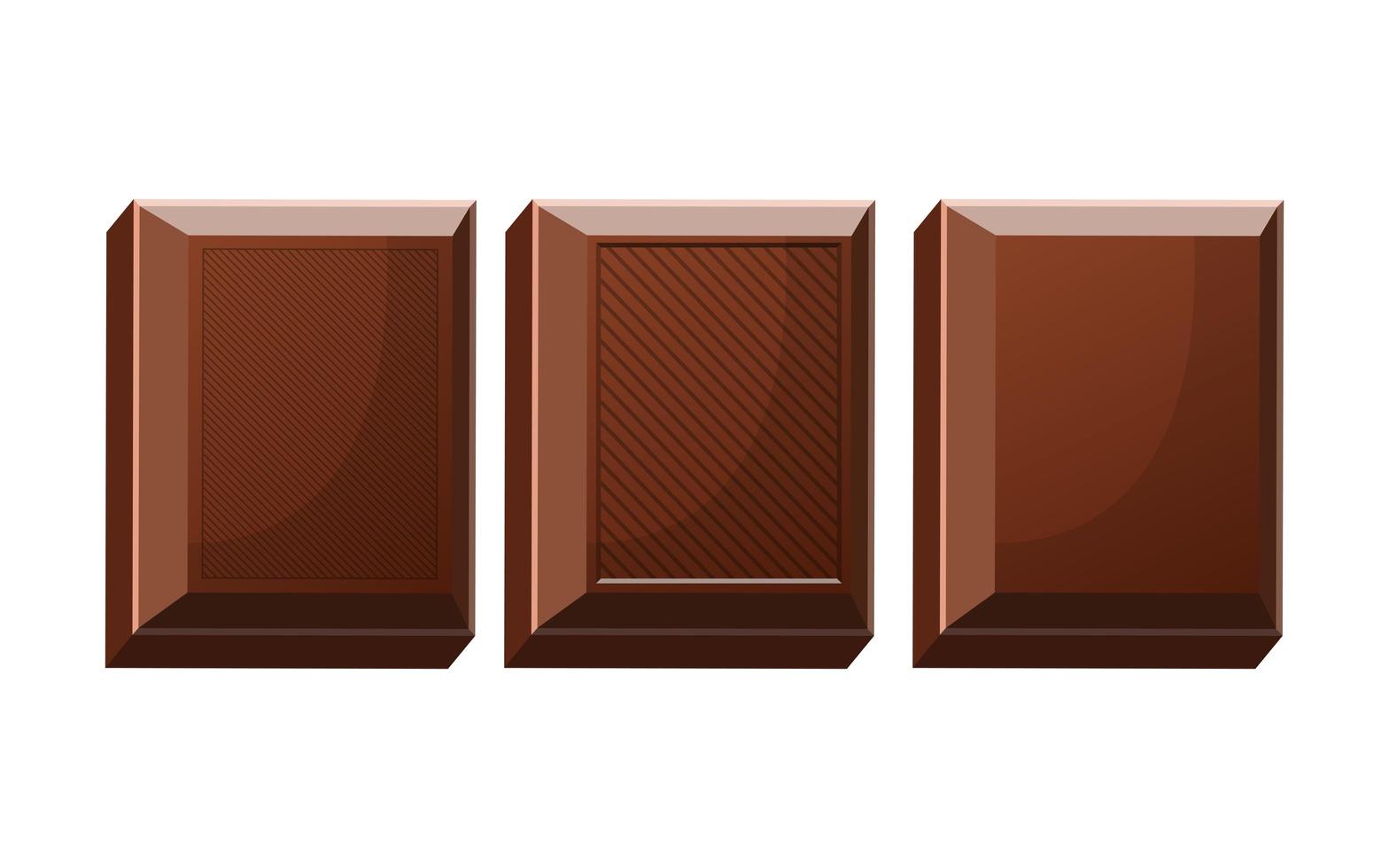 trozos de barra de chocolate vector