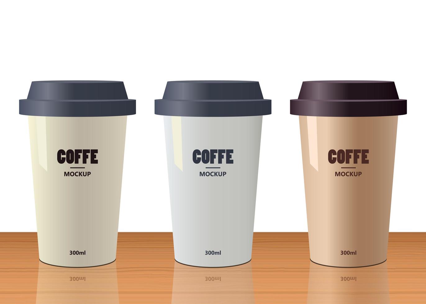 Set of three realistic cups vector