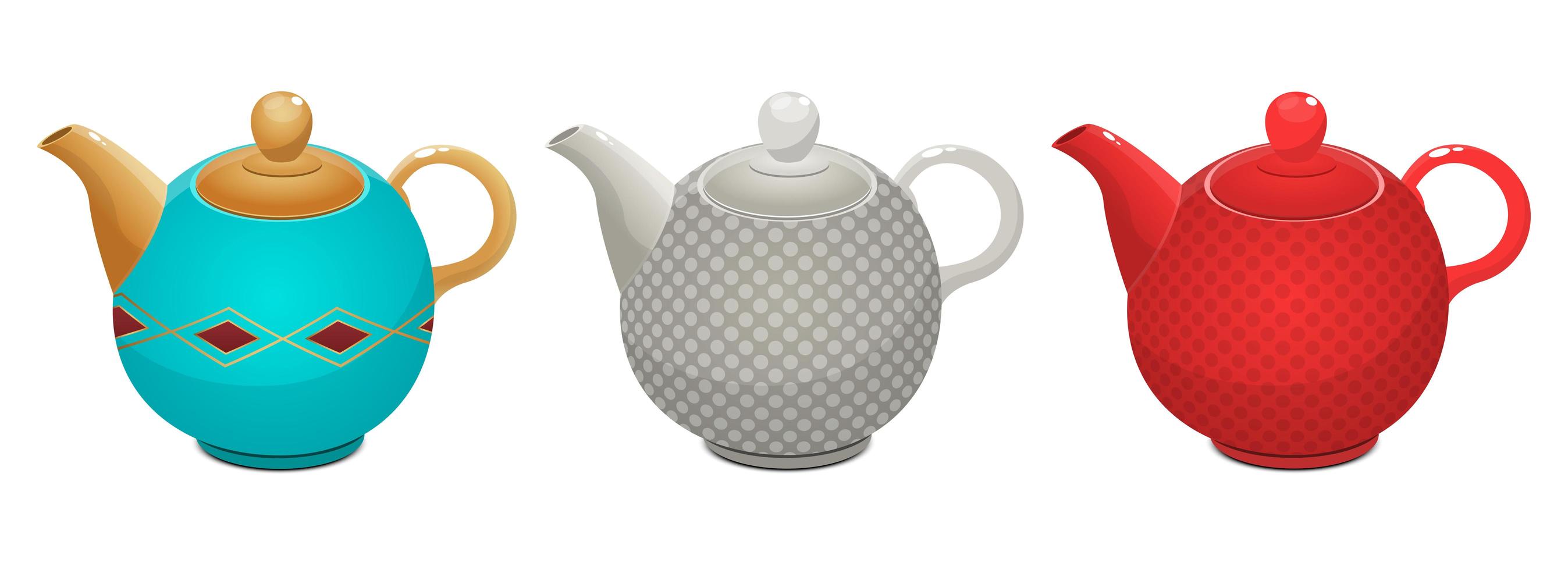Tea kettle set isolated vector