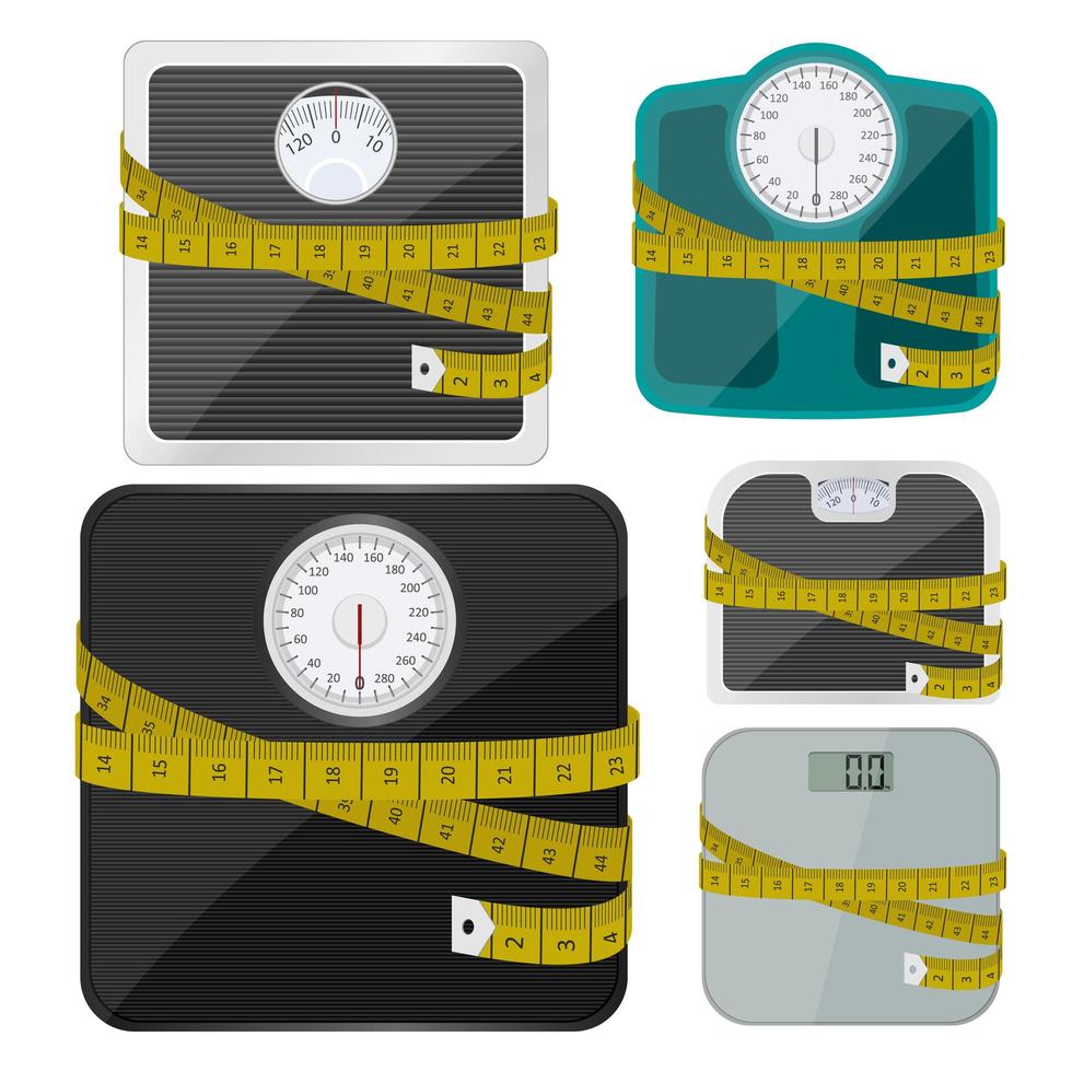 Set of bathroom weighing scales vector