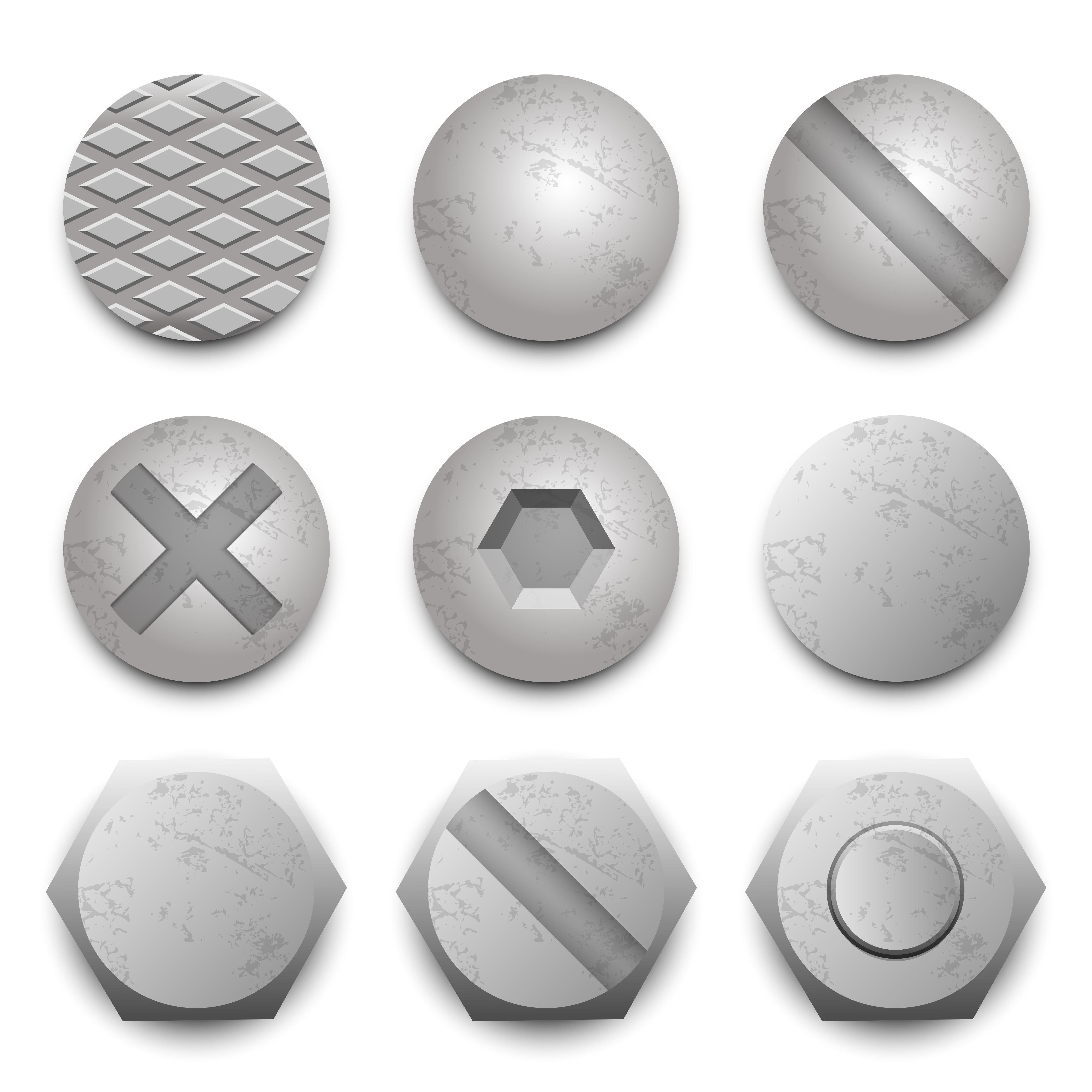 Screw head bolt set 1269706 Vector Art at Vecteezy