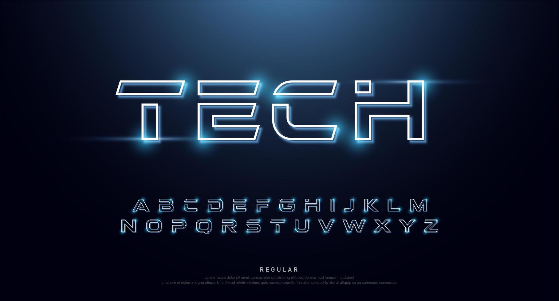 Technology abstract neon alphabet font vector