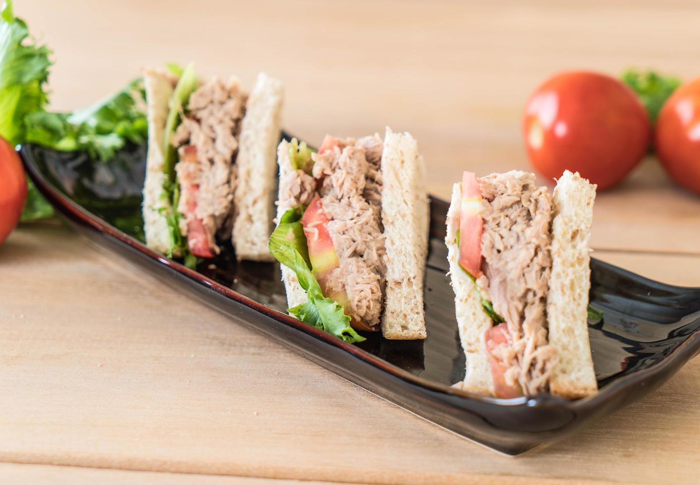 Close-up of a tuna sandwich on a plate photo