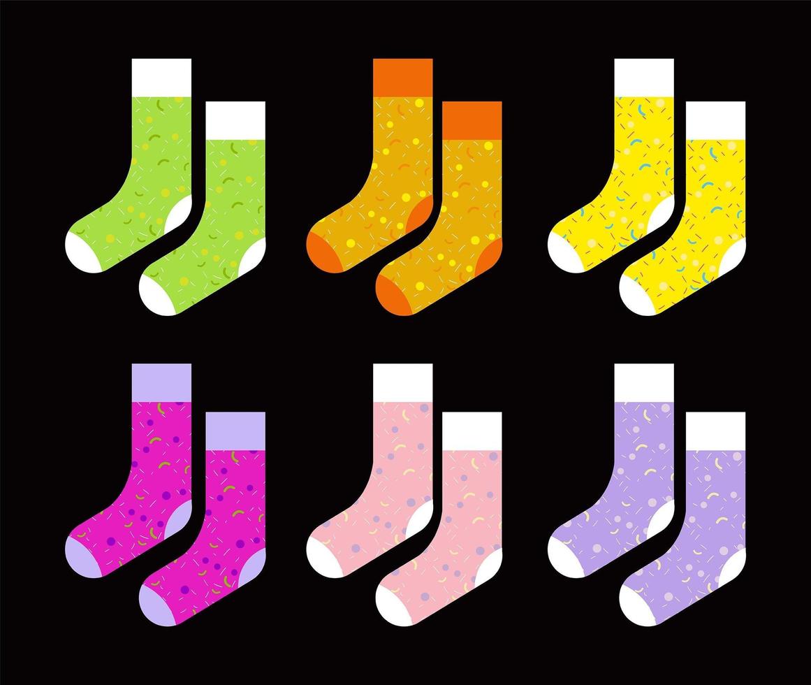 conjunto de calcetines de colores vector