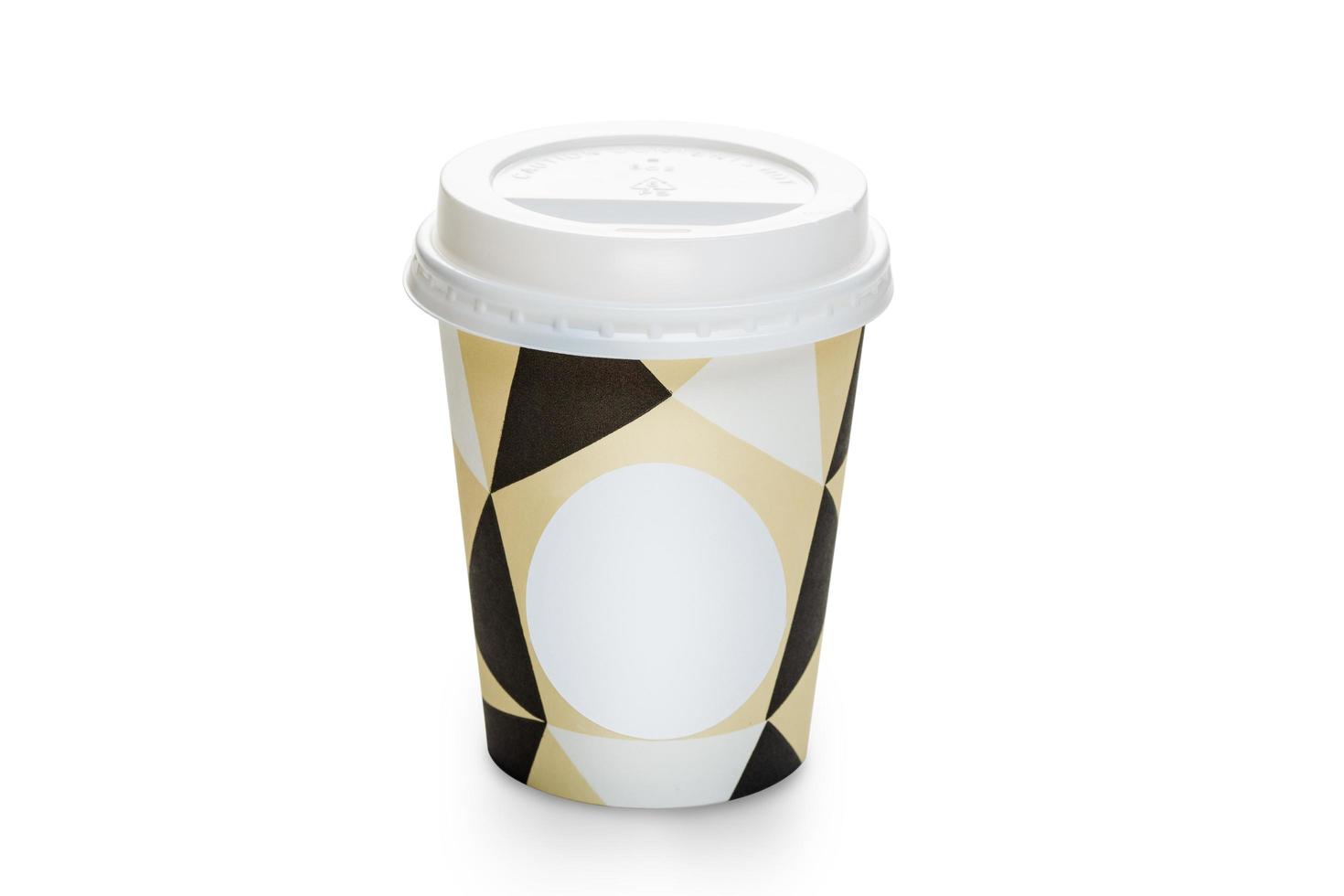 Disposable coffee cup with lid isolated on white background photo