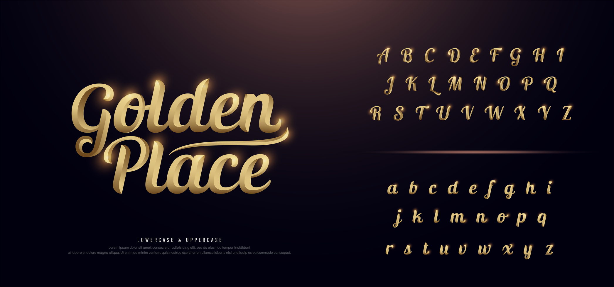 Elegant Gold Colored Metal Alphabet Set vector