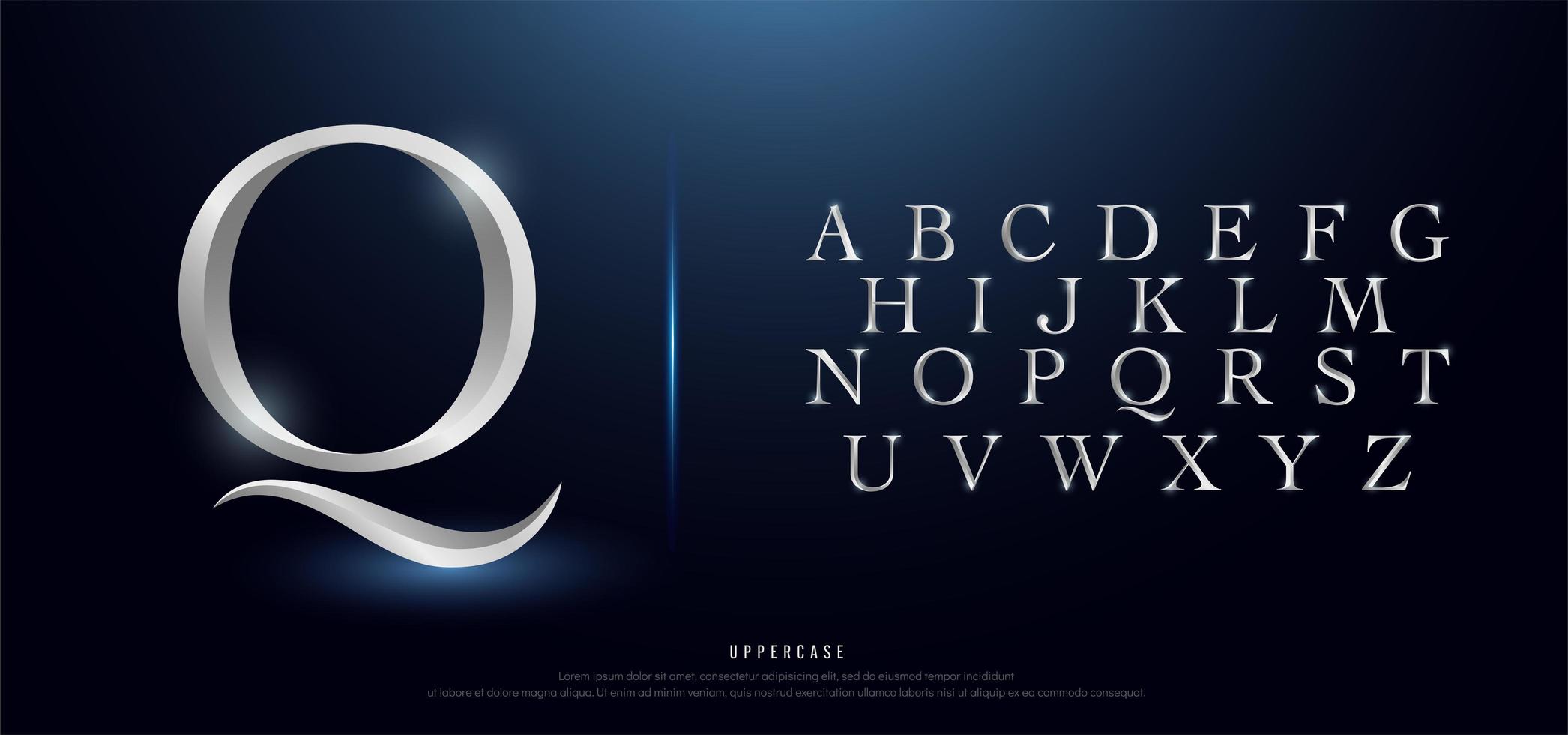 Elegant Silver Metal Uppercase Alphabet vector