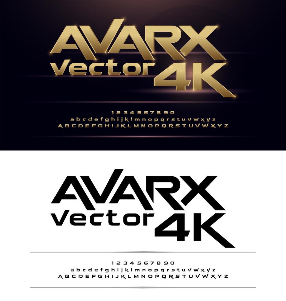 Gold and black bold futuristic alphabet set  vector