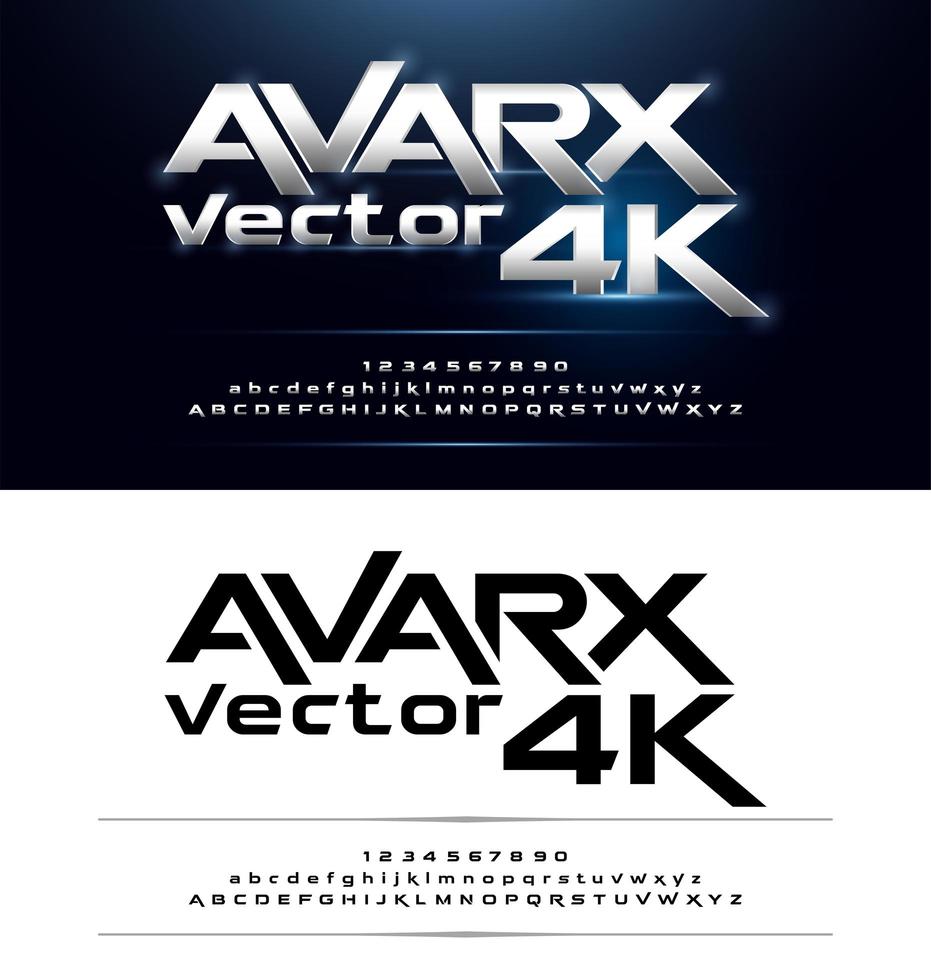 Futuristic glowing metallic bold alphabet font set  vector