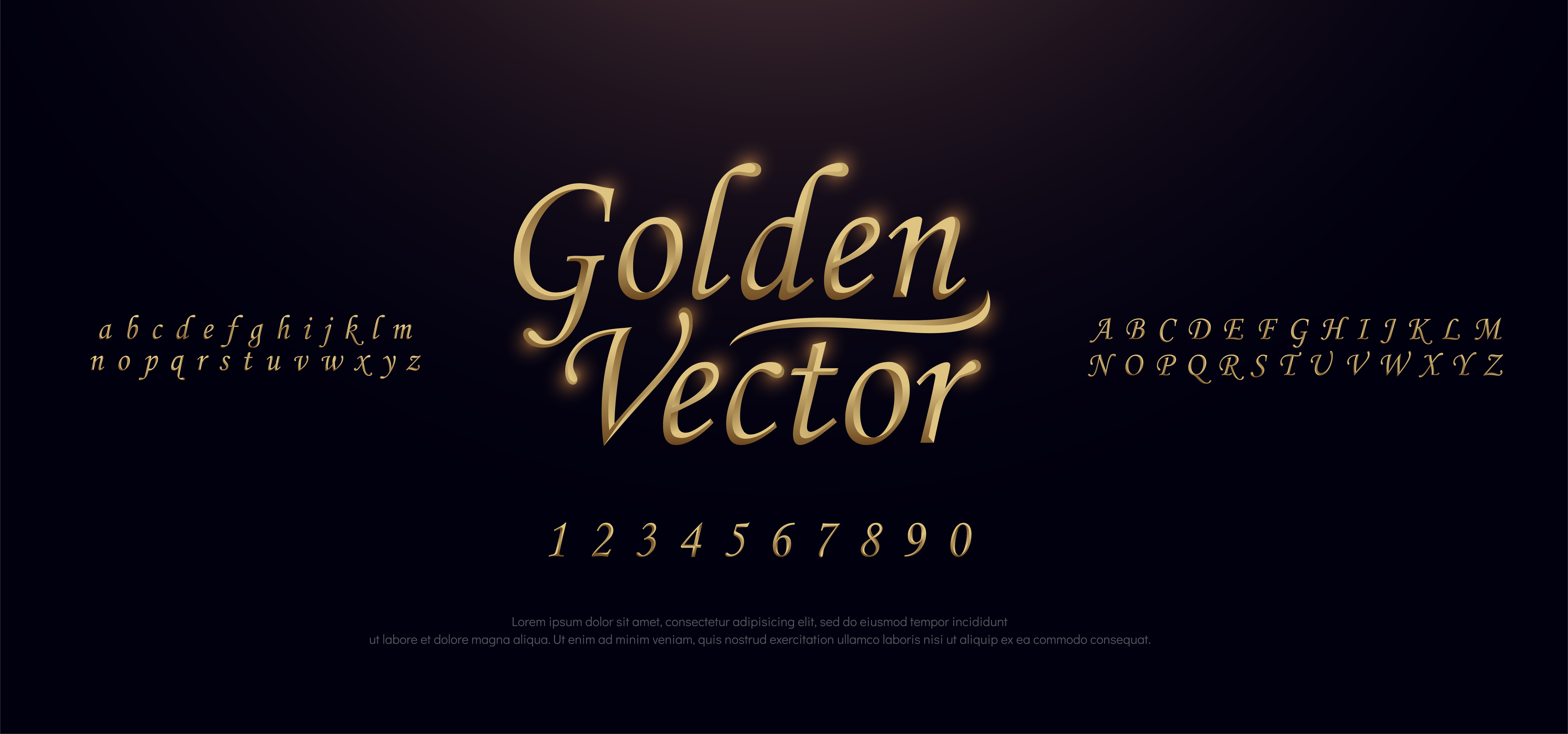 Golden Colored Metal Script Alphabet Font 1269970 Vector Art at Vecteezy