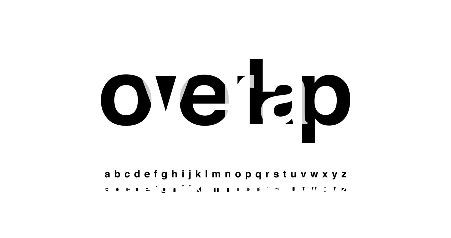 Modern alphabet font overlap style  vector