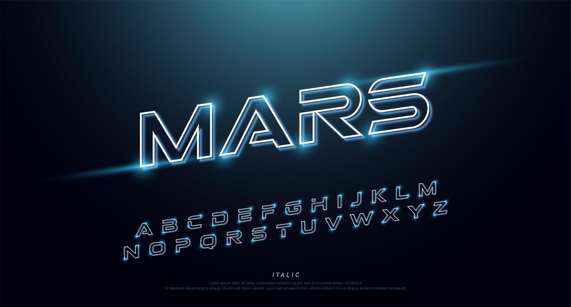 Technology glowing italic neon font vector