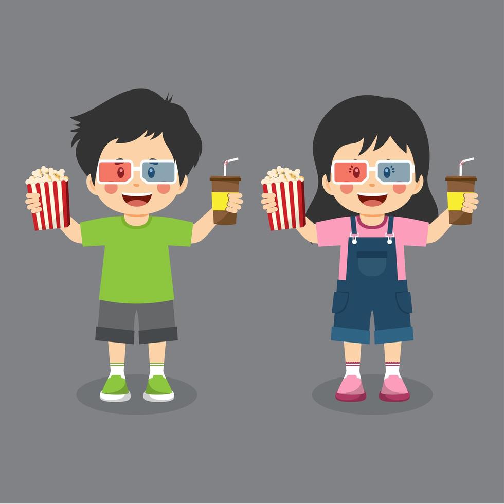 Cute Little Kids Wearing 3D Glasses vector