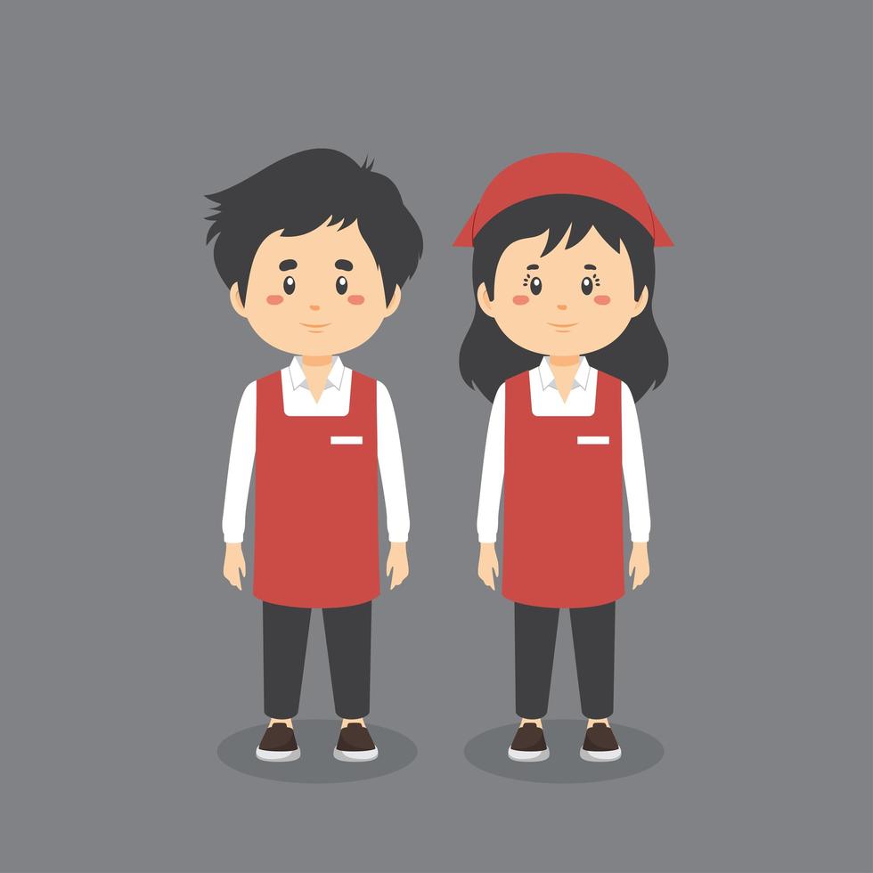 personaje con uniforme de café barista vector