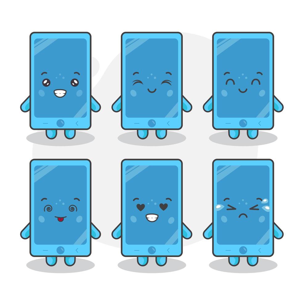Cute Phone Characters With Various Expressions vector