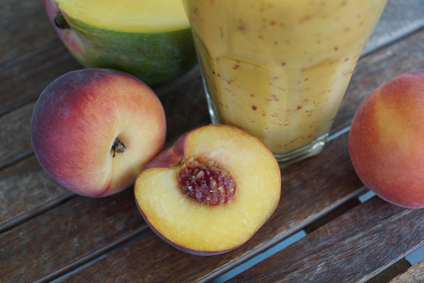 Peaches on the table photo
