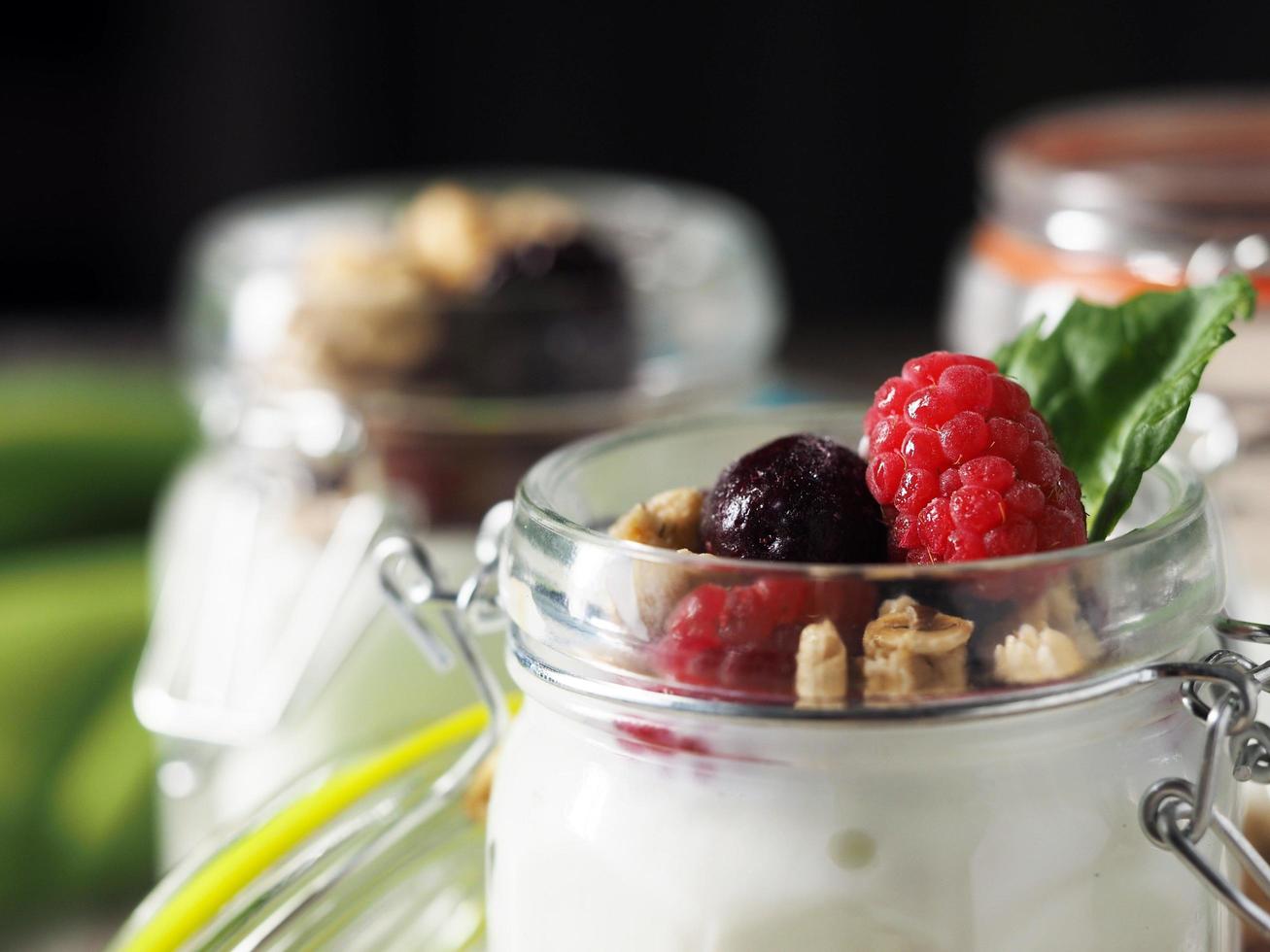Yogurt parfait close up photo