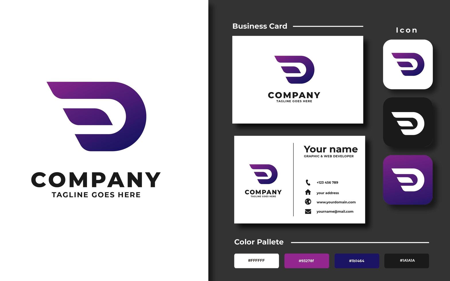 Creative Professional Trendy Letter D Branding Set vector