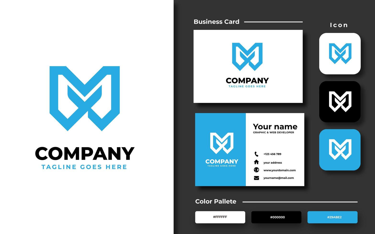 Creative Professional Initial M Branding Set vector