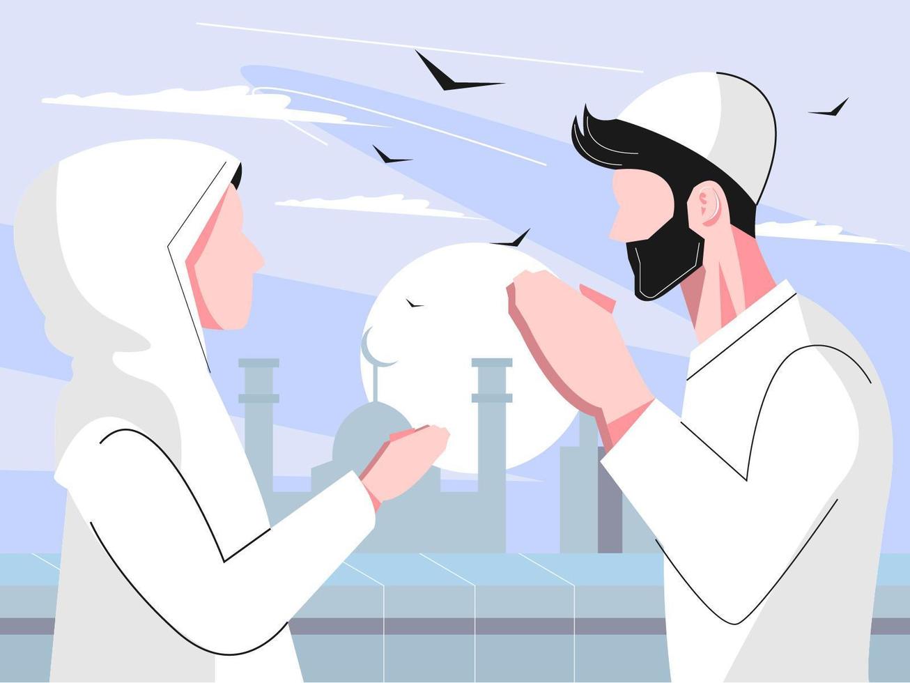 Flat Muslim Man and Woman Forgive vector