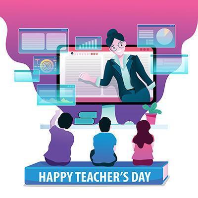 Happy Teacher's Day Digital Lifecycle Design vector