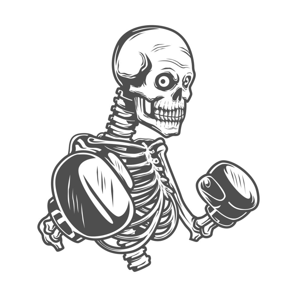 Skull fighter with gloves vector