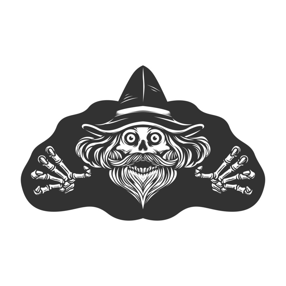 Wizard skeleton head and hands vector
