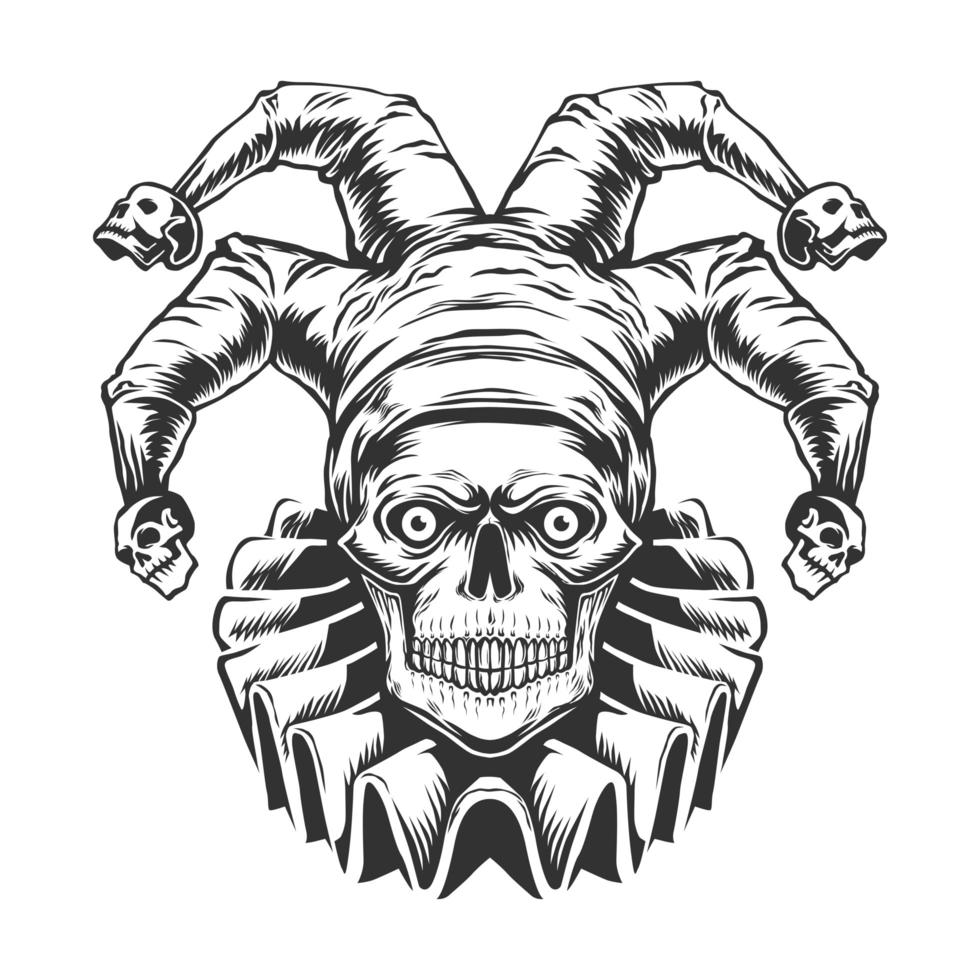 Fron view of joker skull vector