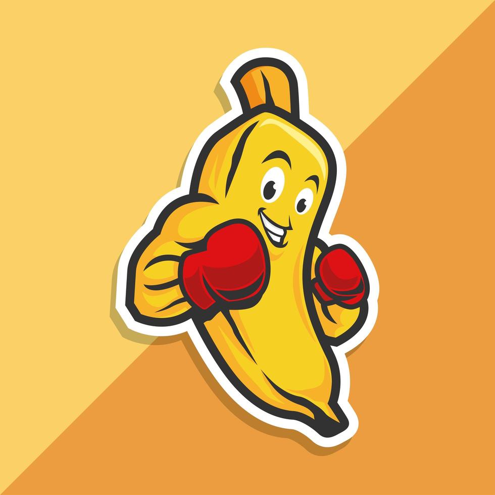 personaje de fruta de plátano de boxeo vector