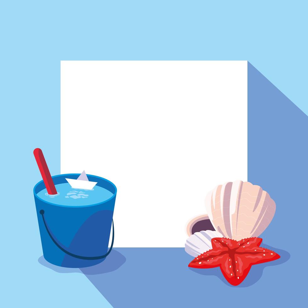 iconos de verano y vacaciones frente a papel en blanco vector