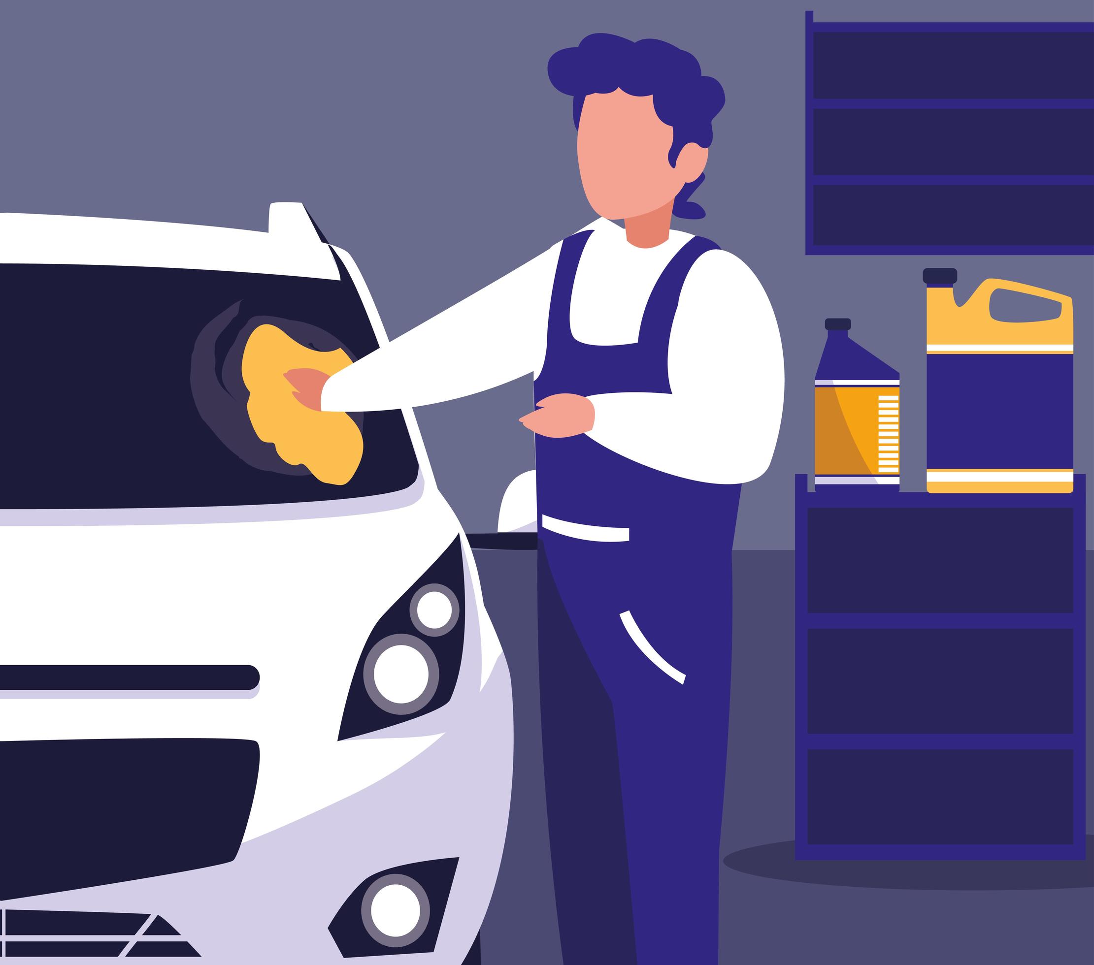 Man cleaning a car 1270315 Vector Art at Vecteezy