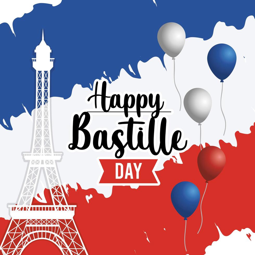 Bastille holiday greeting card vector