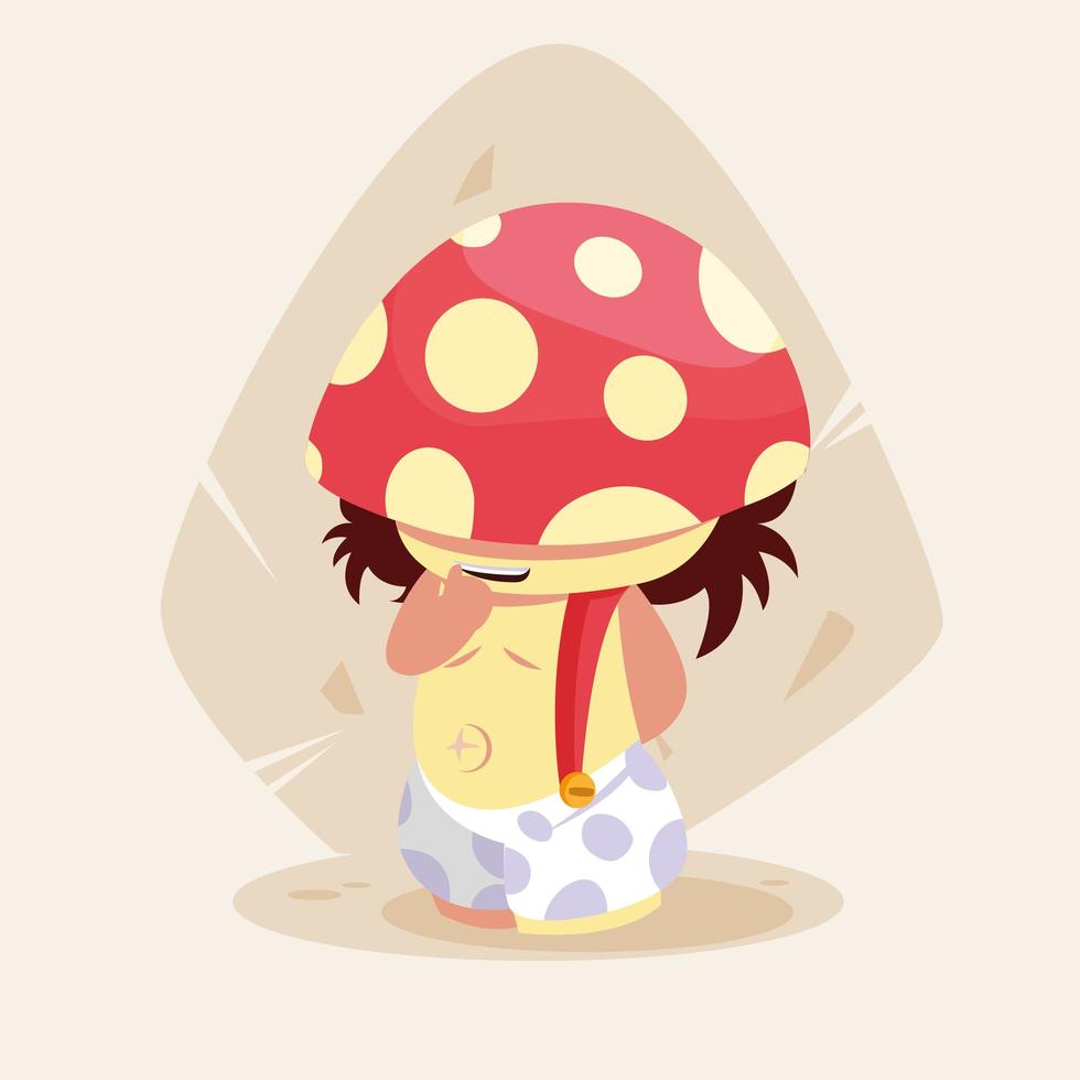 Cute little fungus fairytale character vector