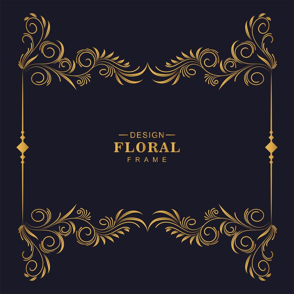 Decorative golden top and bottom floral border frame vector