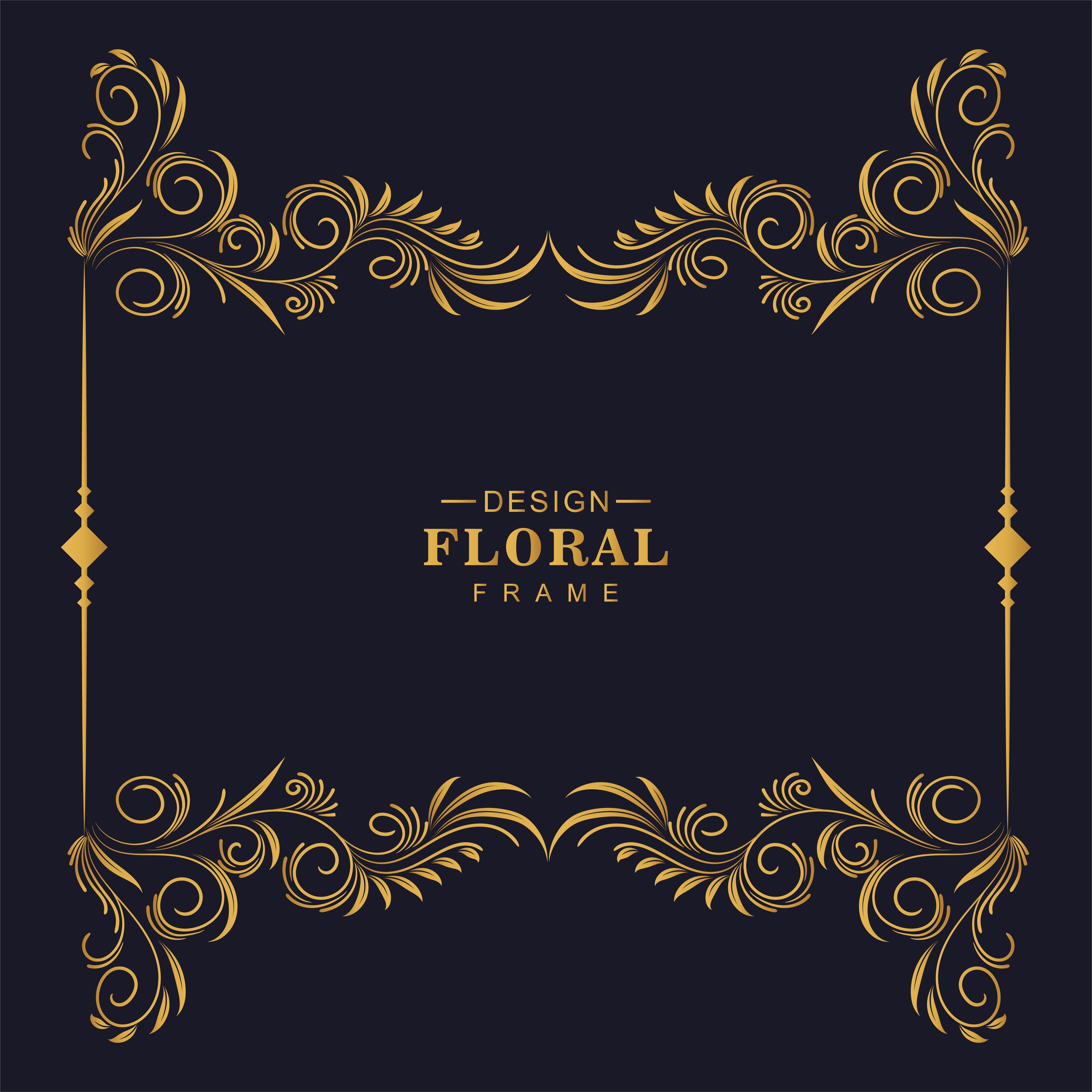 Decorative golden top and bottom floral border frame 1270364 Vector Art