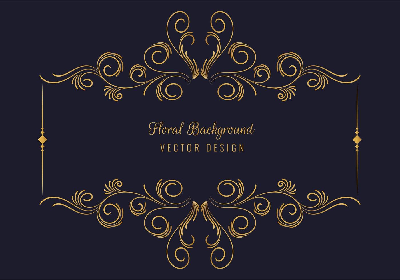 Elegant decorative golden floral rectangular frame vector