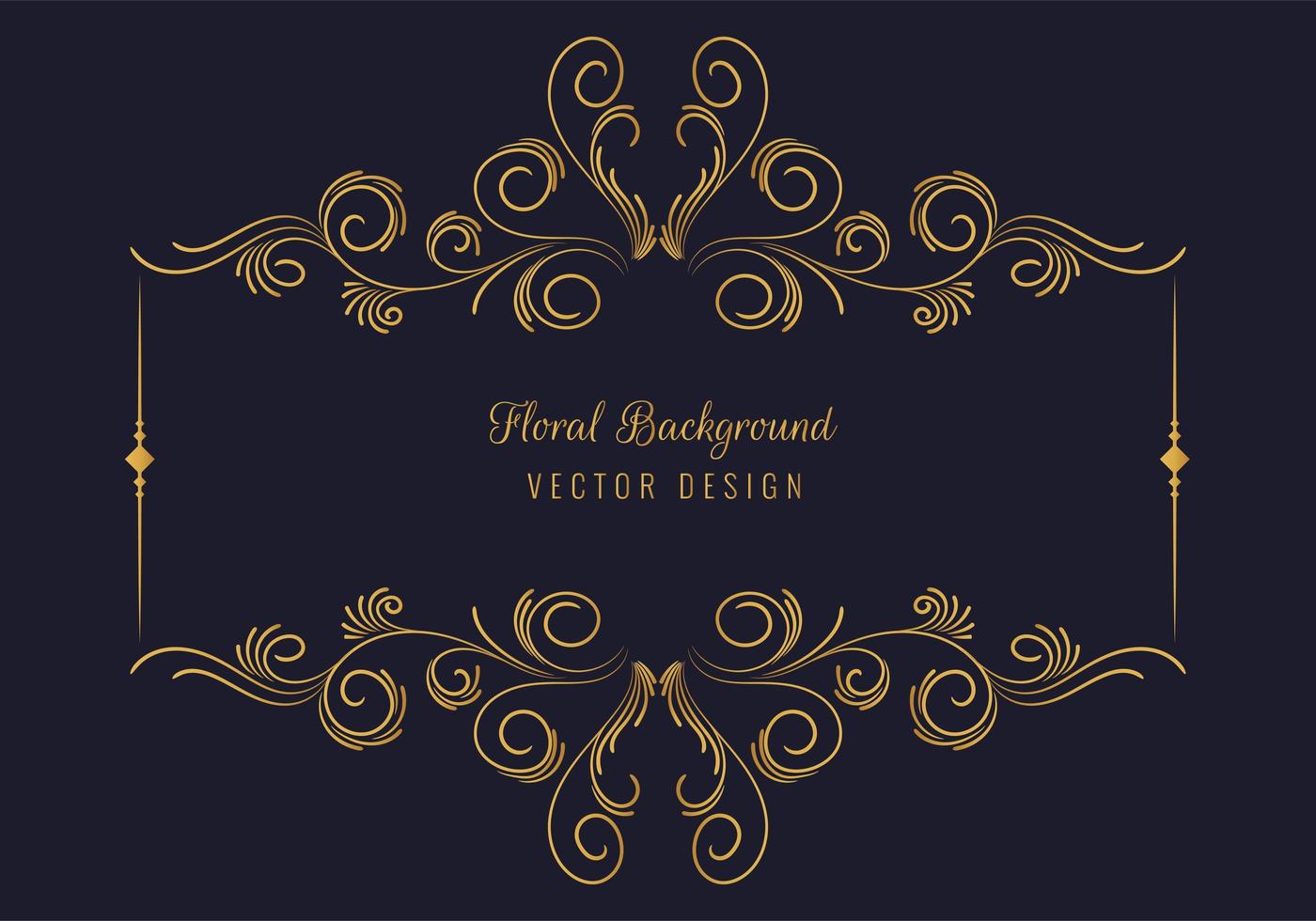 Elegant decorative golden floral rectangular frame vector