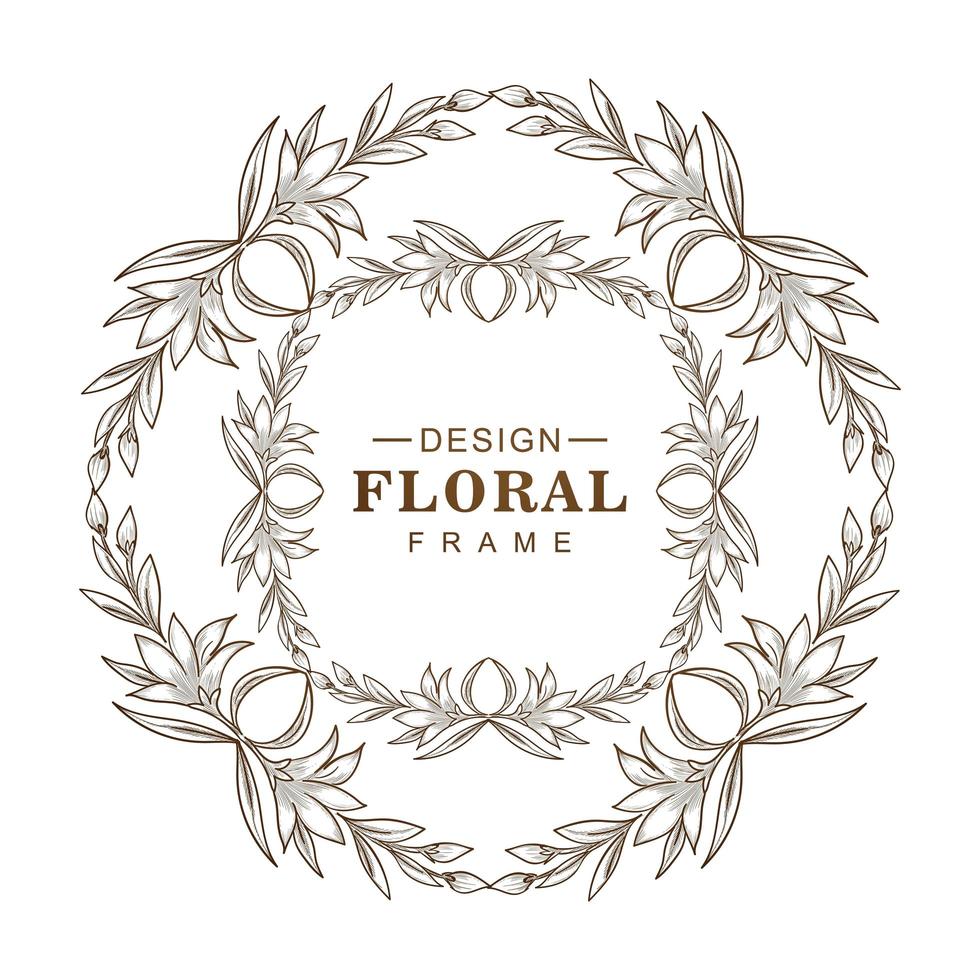 marco floral doble boceto circular vector