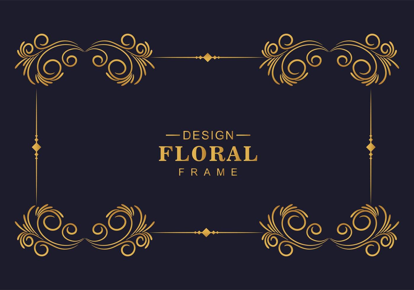 Beautiful decorative symmetrical golden frame vector